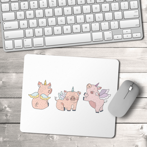 3 Pink Flying Unicorn Pigs Mouse Pad