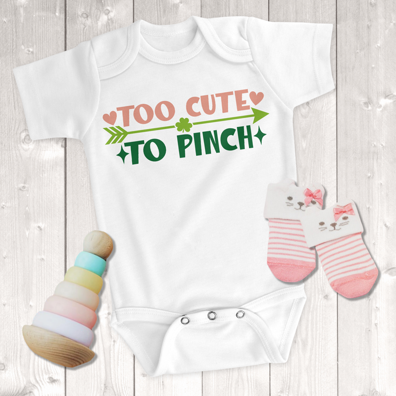 St. Patrick's Day Too Cute To Pinch Girl Onesie