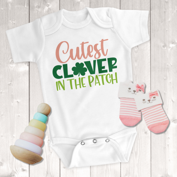St. Patrick's Day Cutest Clover In The Patch Girl Onesie