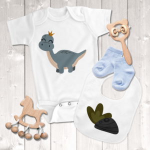 Boho Dino 1 Boy Onesie & Bib Set