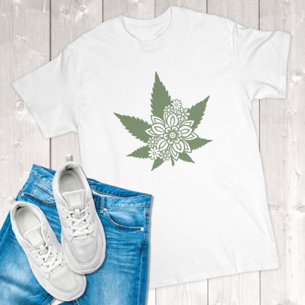 Weed Leaf & Flower Adult T-Shirt