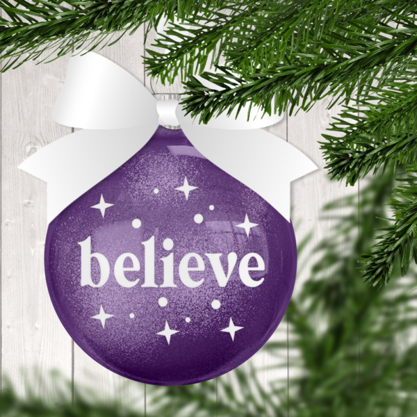 Believe Glitter Christmas Ornament