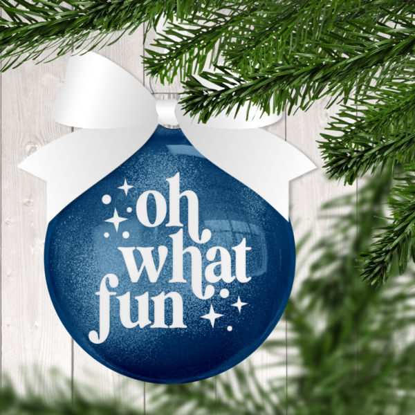 Oh What Fun Glitter Christmas Ornament