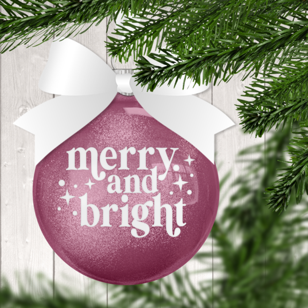 Merry And Bright Glitter Christmas Ornament