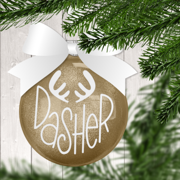 Dasher Reindeer Glitter Christmas Ornament