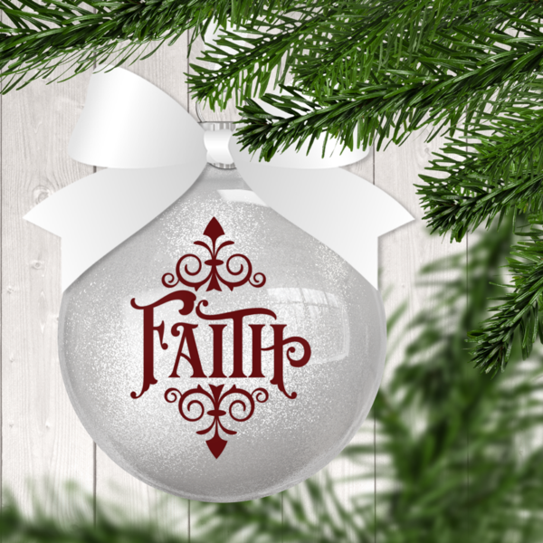 Faith Vintage Style Glitter Christmas Ornament