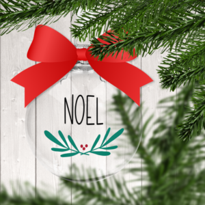 Noel Mistletoe Clear Christmas Ornament