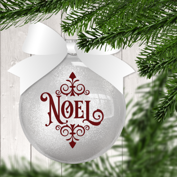 Noel Vintage Style Glitter Christmas Ornament