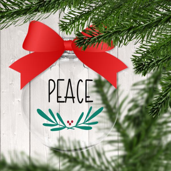 Peace Mistletoe Clear Christmas Ornament