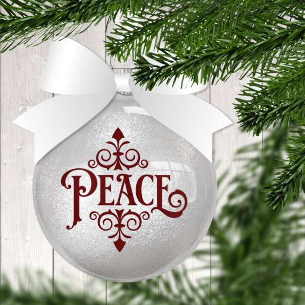 Peace Vintage Style Glitter Christmas Ornament