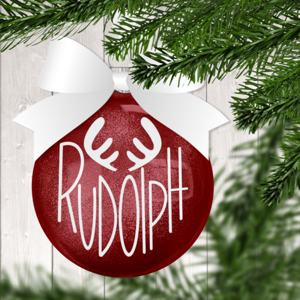 Rudolph Reindeer Glitter Christmas Ornament