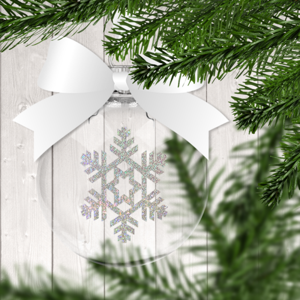 Snowflake 4 Clear Christmas Ornament