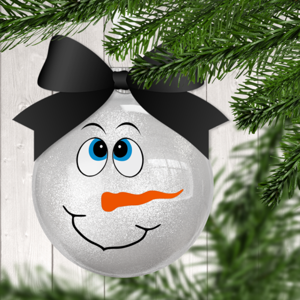 Snowman Face B1 Glitter Christmas Ornament