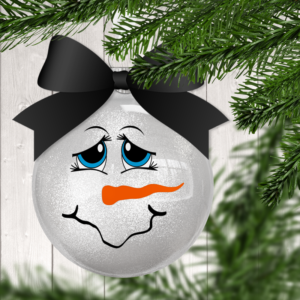 Snowman Face B2 Glitter Christmas Ornament