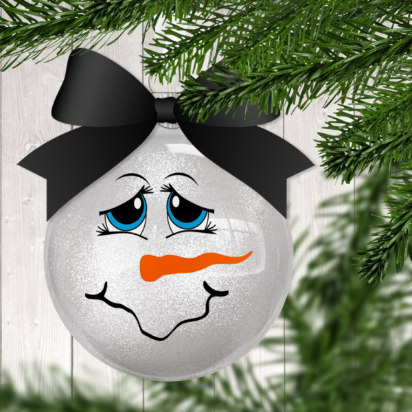 Snowman Face B2 Glitter Christmas Ornament