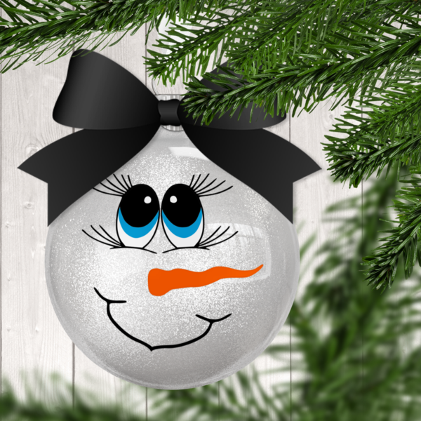 Snowman Face G1 Glitter Christmas Ornament
