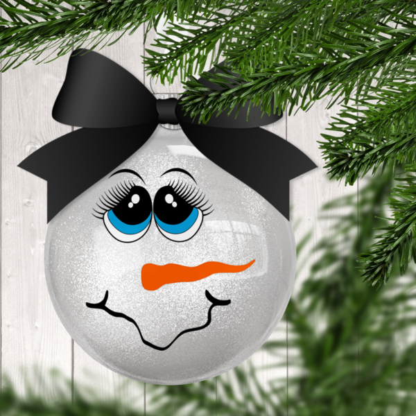 Snowman Face G2 Glitter Christmas Ornament