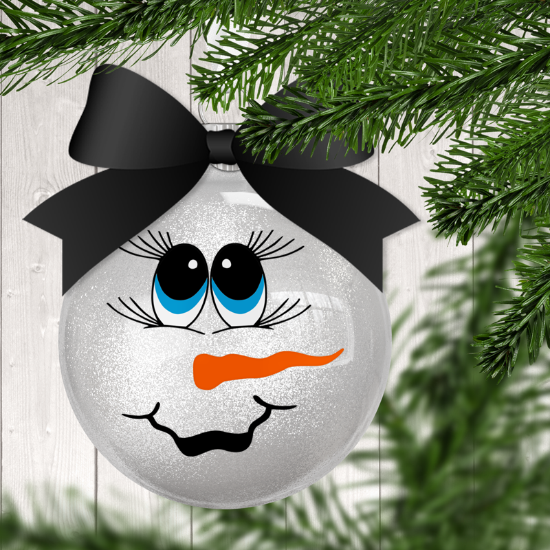 Snowman Face G3 Glitter Christmas Ornament