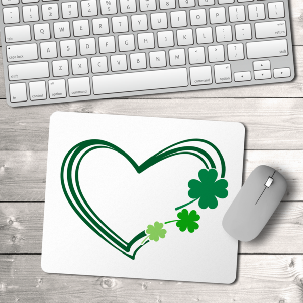 St. Patrick's Day Heart & Shamrocks Mouse Pad