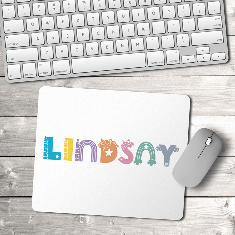 Unicorn Font & Name Mouse Pad