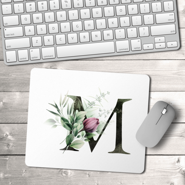 Watercolor Flowers Alpha Initial Mouse Pad