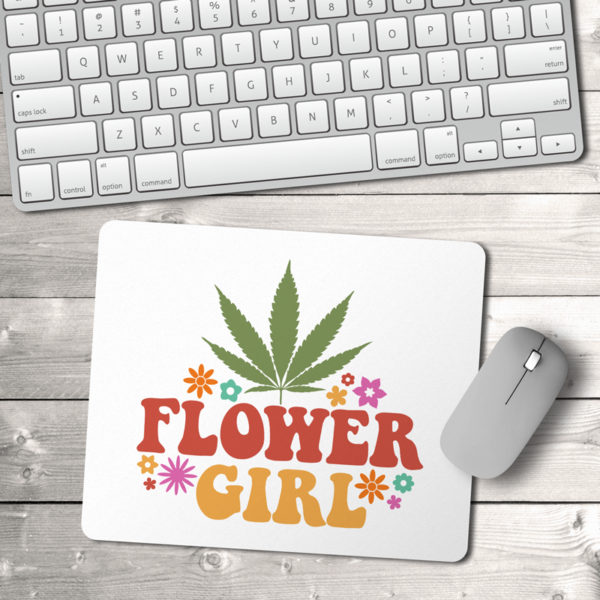 Weed Flower Girl Mouse Pad