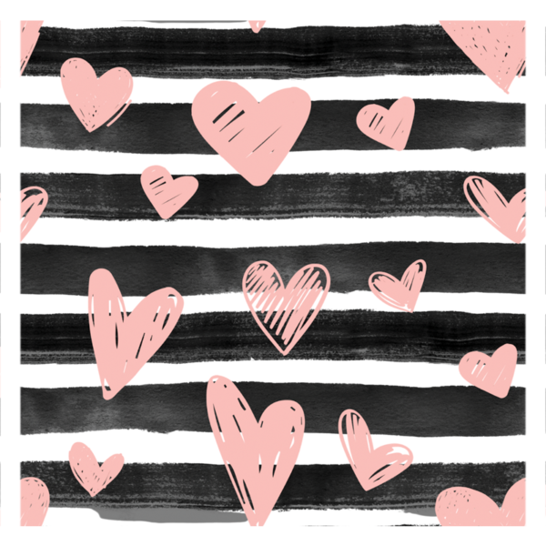 Valentine's Day Black Stripes & Pink Hearts Coffee Mug
