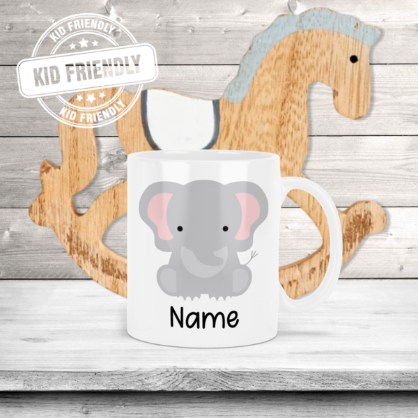 Cute Animal Clipart, Choice of Animal + Name Kids Polymer Coffee Mug