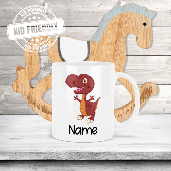 Dinosaurs, Choice of Dinosaur + Name Kids Polymer Coffee Mug