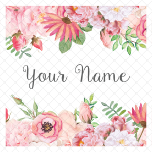 Pink Flowers Double Border & Name Coffee Mug