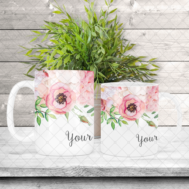 Pink Flowers Custom Name Gift Wrap