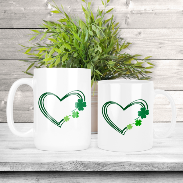 St. Patrick's Day Heart & Shamrocks Coffee Mug