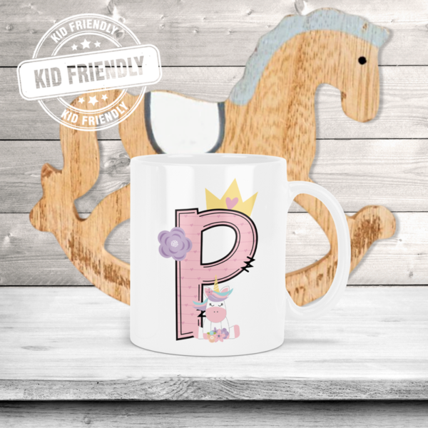 Unicorn Alpha Doodle Letter Kids Polymer Coffee Mug