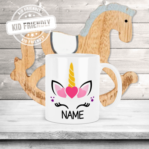 Choice of Unicorn Face + Name Kids Polymer Coffee Mug
