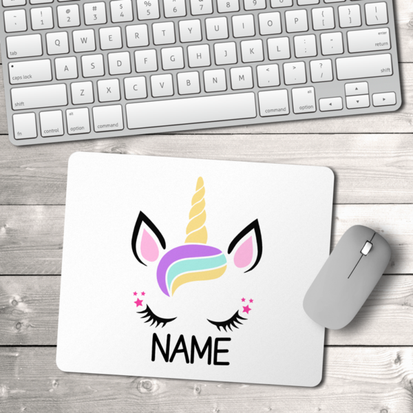 Unicorn Face & Name Mouse Pad
