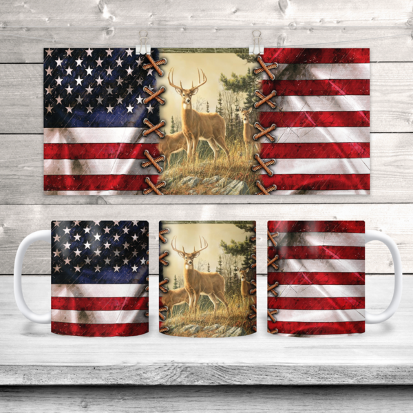 American Flag Deer Hunting Coffee Mug