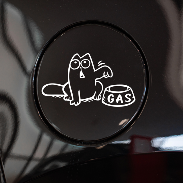 Cat with Empty Bowl Gas Cap Cover Decal