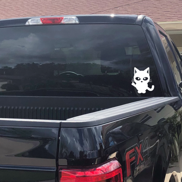 Middle Finger Kitty Cat Window Decal